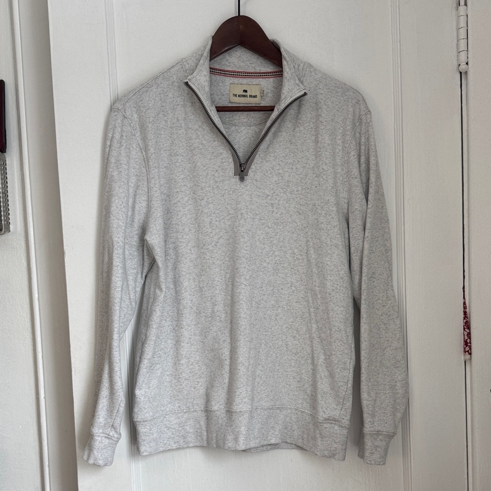 The Normal Brand Light Gray Zip-Up Sweater. Medium